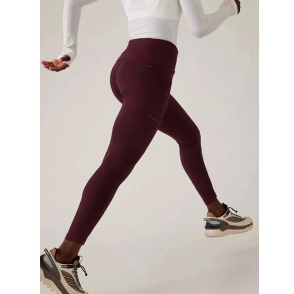 Athleta Headlands Hybrid High Rise Cargo Legging Pants Spiced Cabernet 6P $119 - Picture 3 of 16